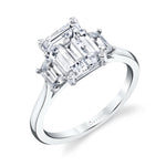 Emerald Cut Engagement Ring with Trapezoid Side Stones - Annalise