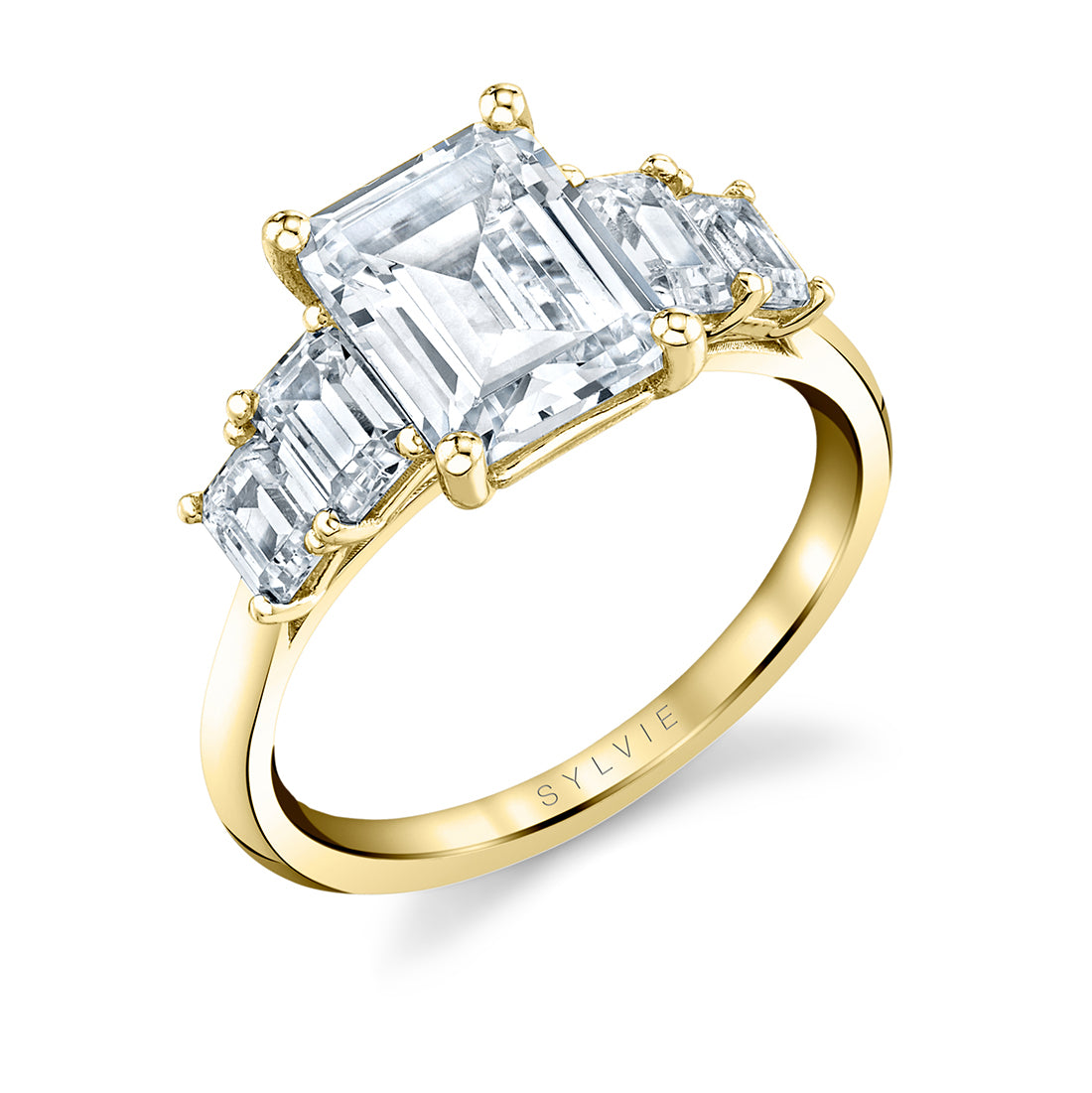 Emerald Cut Five Stone Engagement Ring - Brenley