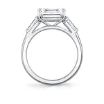 East West Emerald Cut Three Stone Engagement Ring With Baguettes - Nicole