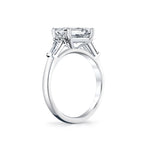 East West Emerald Cut Three Stone Engagement Ring With Baguettes - Nicole