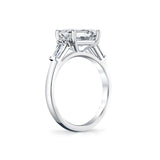 East West Emerald Cut Three Stone Engagement Ring With Baguettes - Nicole