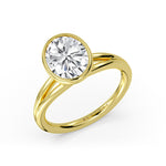 Oval Cut Bezel Solitaire Split Shank Engagement Ring - Pepper