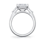 East West Emerald Cut Three Stone Engagement Ring With Baguettes - Nicola