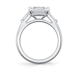 East West Emerald Cut Three Stone Engagement Ring With Baguettes - Nicola