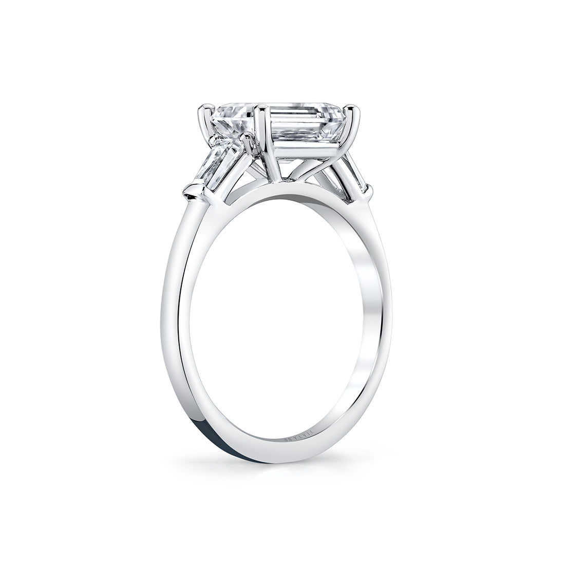 East West Emerald Cut Three Stone Engagement Ring With Baguettes - Nicola
