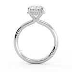Oval Cut Solitaire Bead Hidden Halo Engagement Ring - Marlowe