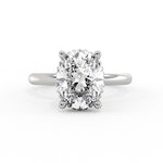 Oval Cut Solitaire Bead Hidden Halo Engagement Ring - Marlowe