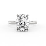 Oval Cut Solitaire Bead Hidden Halo Engagement Ring - Marlowe