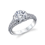 Shell Auranova Bloom Half Bezel Pave Engagement Ring - Elowen