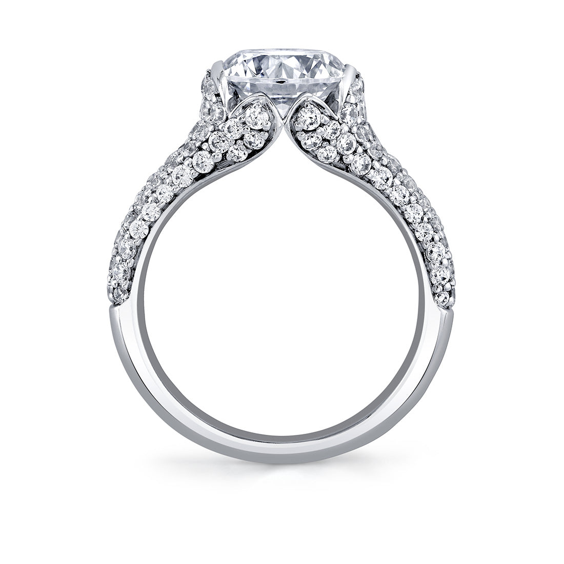Shell Auranova Bloom Half Bezel Pave Engagement Ring - Elowen