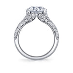 Shell Auranova Bloom Half Bezel Pave Engagement Ring - Elowen
