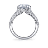 Shell Auranova Bloom Half Bezel Pave Engagement Ring - Elowen
