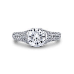 Shell Auranova Bloom Half Bezel Pave Engagement Ring - Elowen