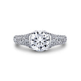 Shell Auranova Bloom Half Bezel Pave Engagement Ring - Elowen