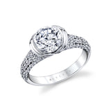Shell Auranova Cascade Half Bezel Pave Engagement Ring - Selene
