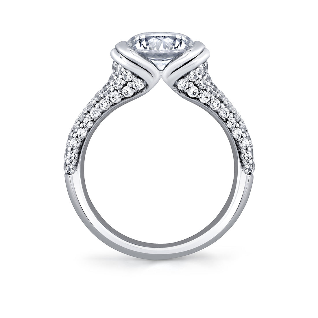 Shell Auranova Cascade Half Bezel Pave Engagement Ring - Selene