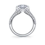Shell Auranova Cascade Half Bezel Pave Engagement Ring - Selene