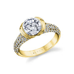 Shell Auranova Cascade Half Bezel Pave Engagement Ring - Selene