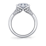Shell Auranova Half Bezel Pave Engagement Ring with Shell Tip Silhouettes - Faelina