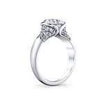 Shell Auranova Half Bezel Pave Engagement Ring with Shell Tip Silhouettes - Faelina