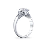 Shell Auranova Half Bezel Pave Engagement Ring with Shell Tip Silhouettes - Faelina