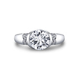 Shell Auranova Half Bezel Pave Engagement Ring with Shell Tip Silhouettes - Faelina