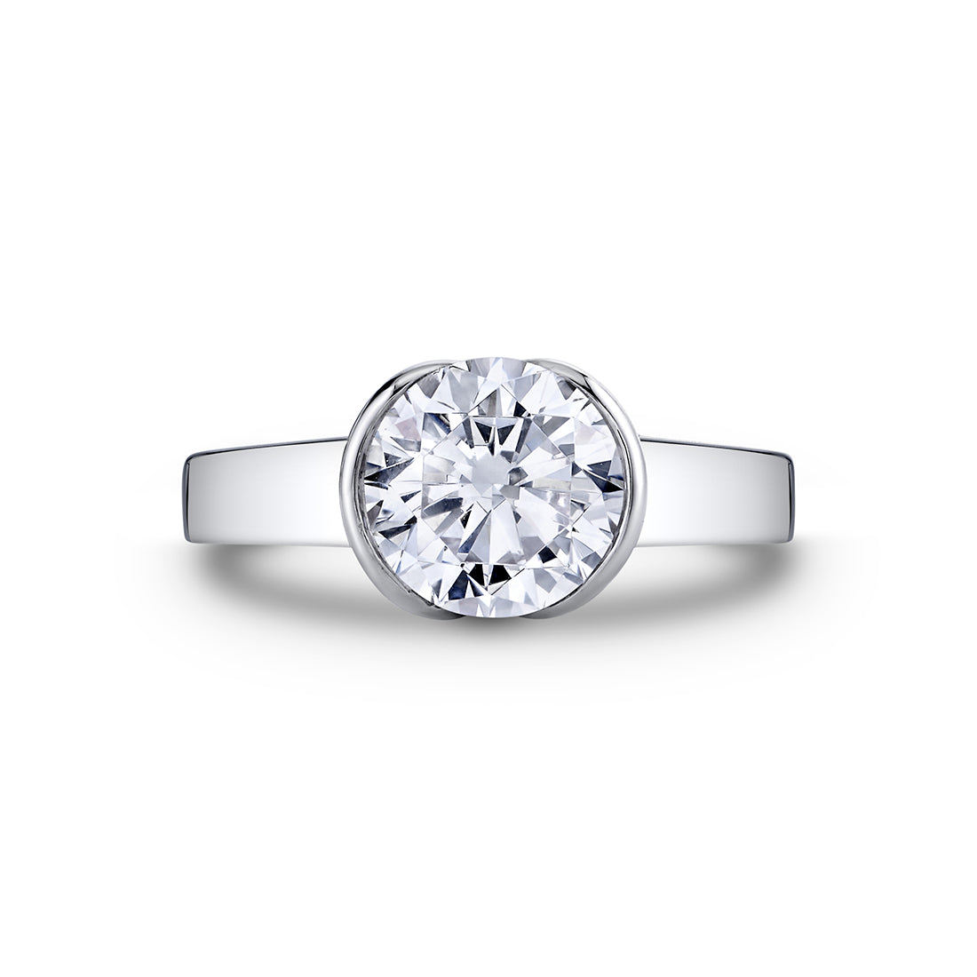 Shell Auranova Vista Half Bezel Solitaire Engagement Ring - Jaci