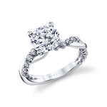 Heritage Round Cut Shared Prong Two Tone Spiral Engagement Ring - Ziva