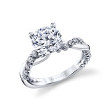 Heritage Round Cut Shared Prong Two Tone Spiral Engagement Ring - Ziva