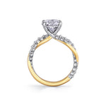 Heritage Round Cut Shared Prong Two Tone Spiral Engagement Ring - Ziva