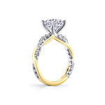 Heritage Round Cut Shared Prong Two Tone Spiral Engagement Ring - Ziva