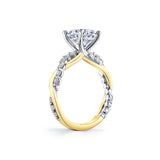 Heritage Round Cut Shared Prong Two Tone Spiral Engagement Ring - Ziva