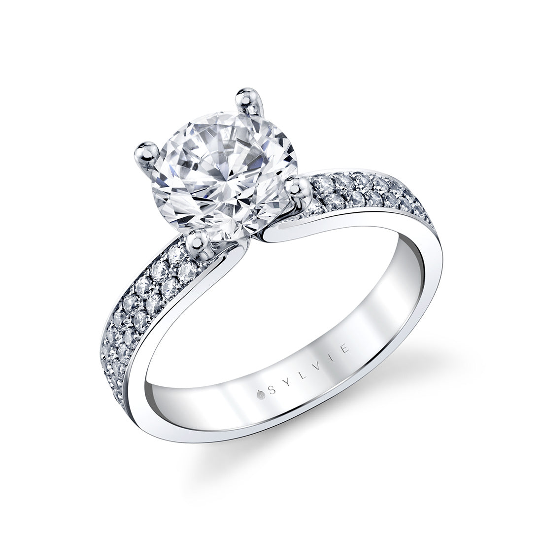Auravie Channel Set Double Row Diamond Engagement Ring - Lacey