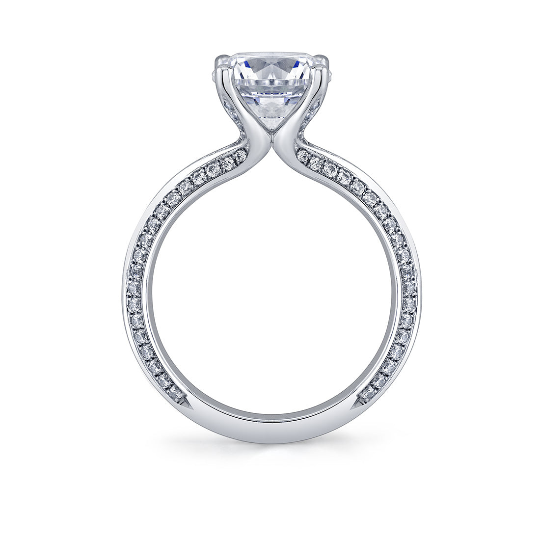 Auravie Flush Set Diamond Split Shank Engagement Ring - Cora