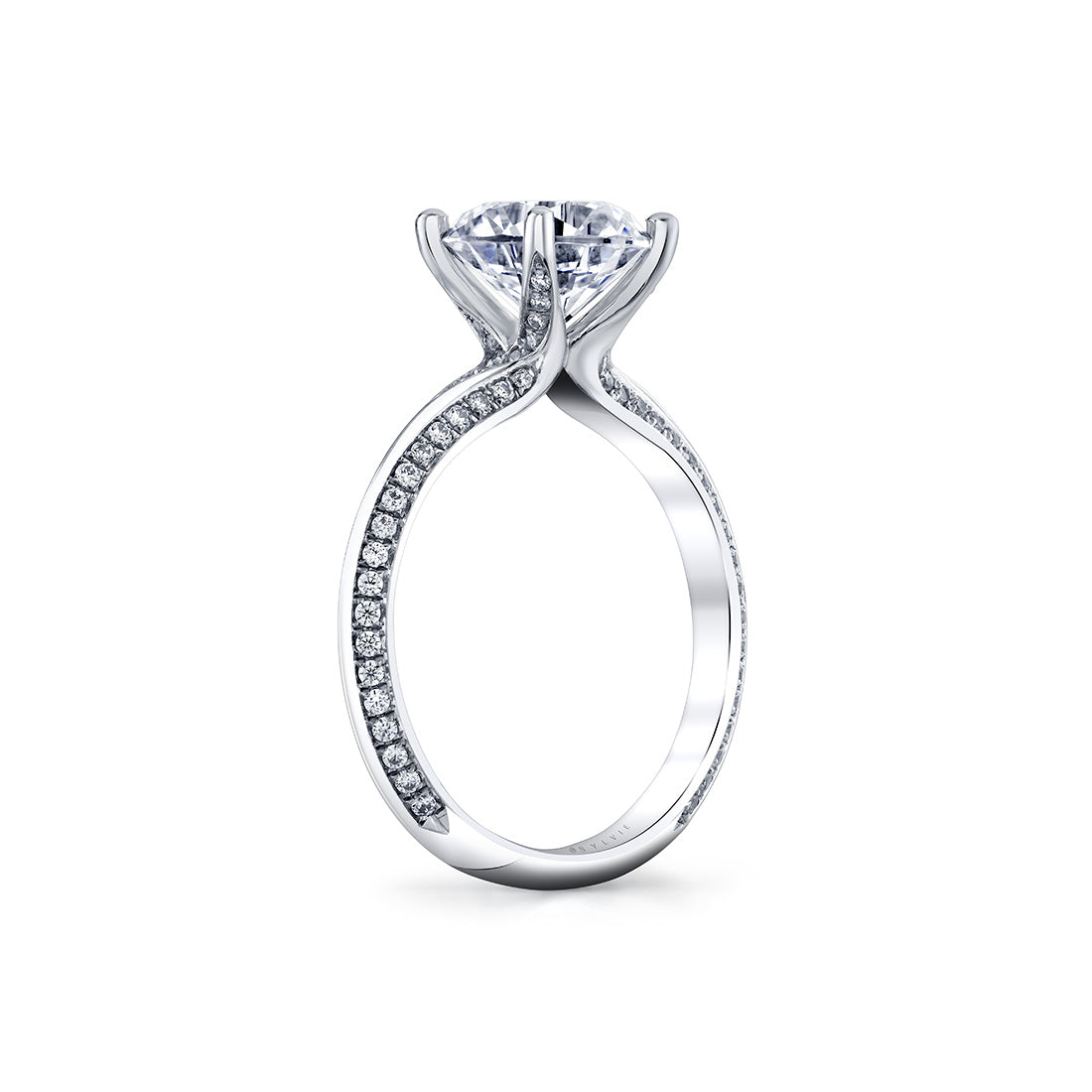 Auravie Flush Set Diamond Split Shank Engagement Ring - Cora