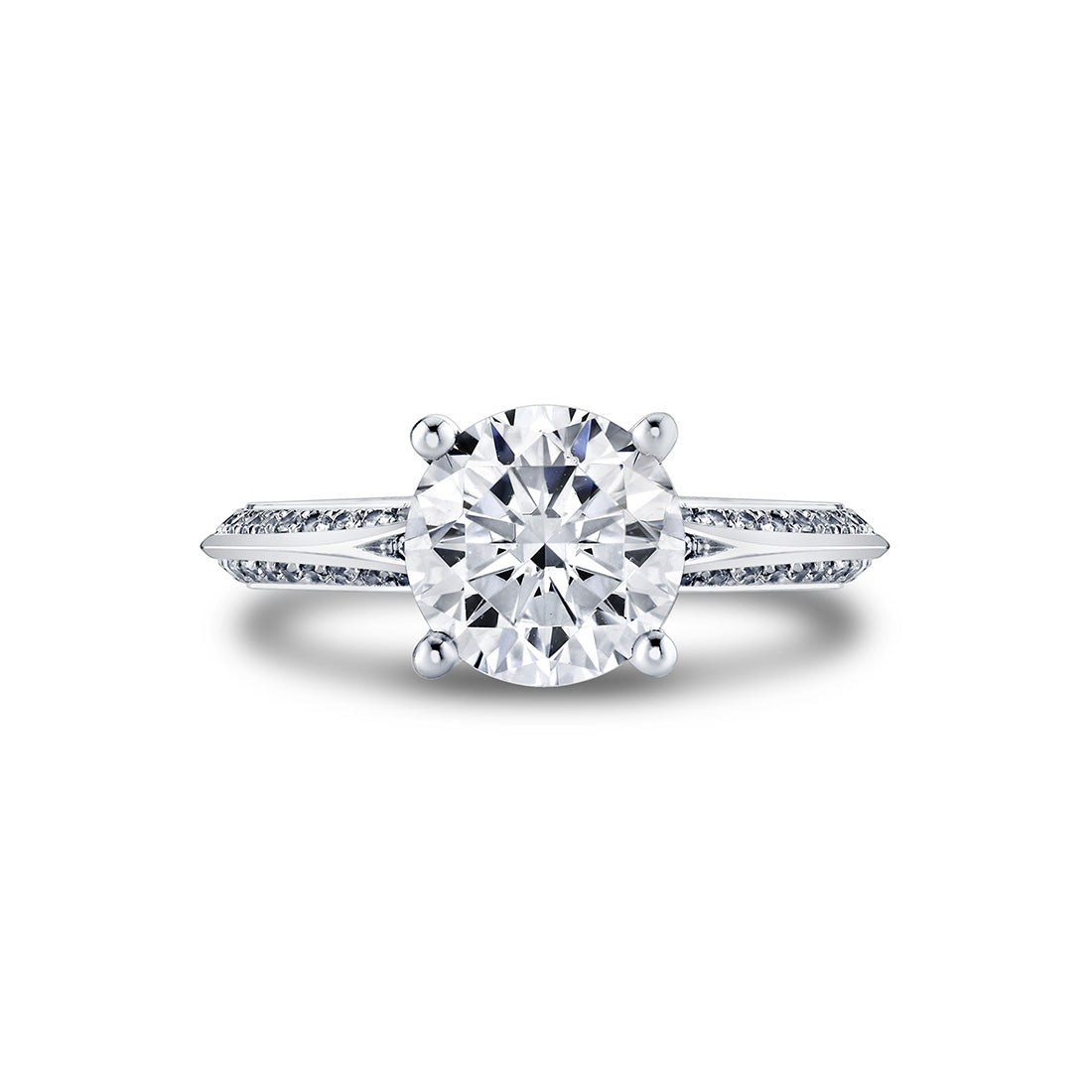 Auravie Flush Set Diamond Split Shank Engagement Ring - Cora