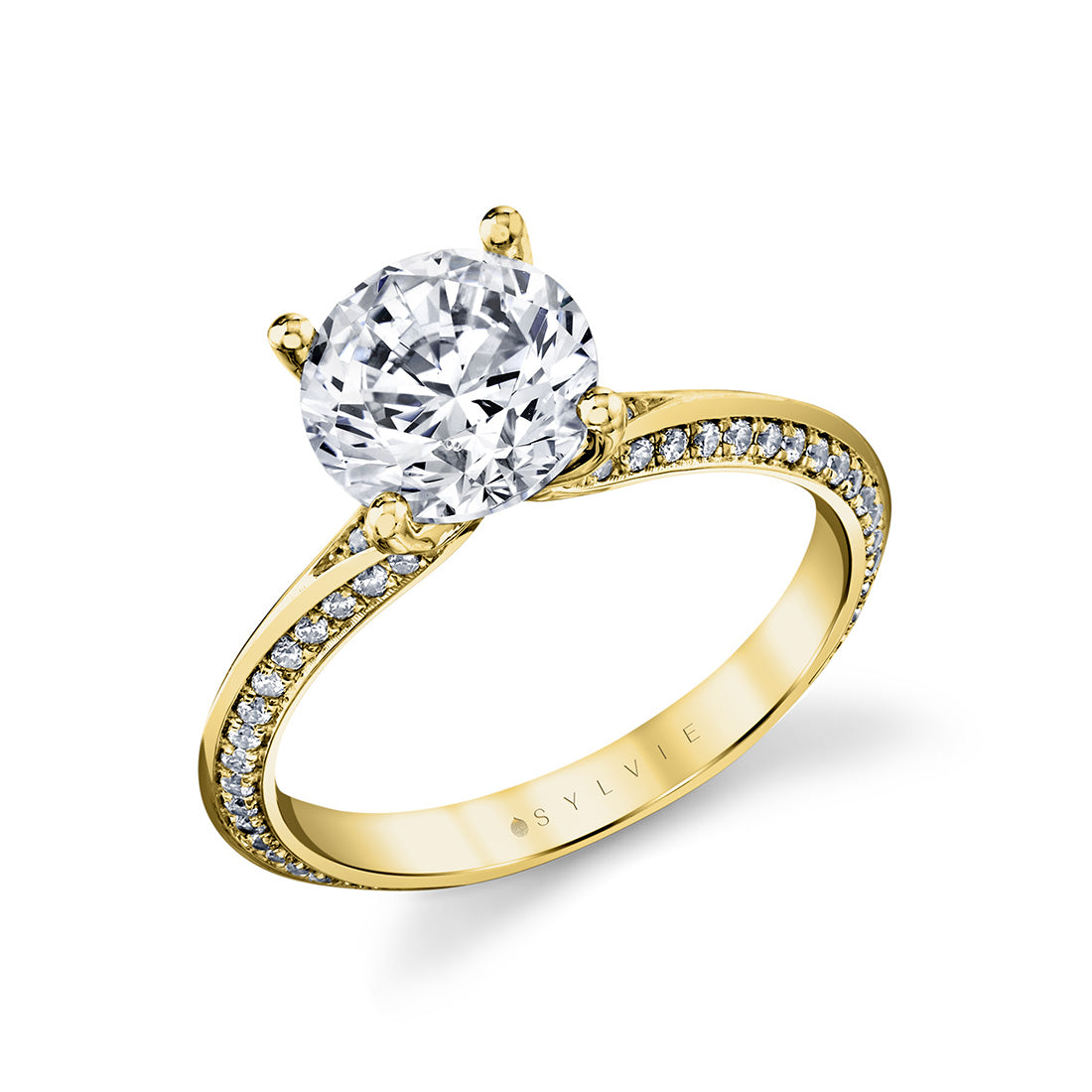 Auravie Flush Set Diamond Split Shank Engagement Ring - Cora