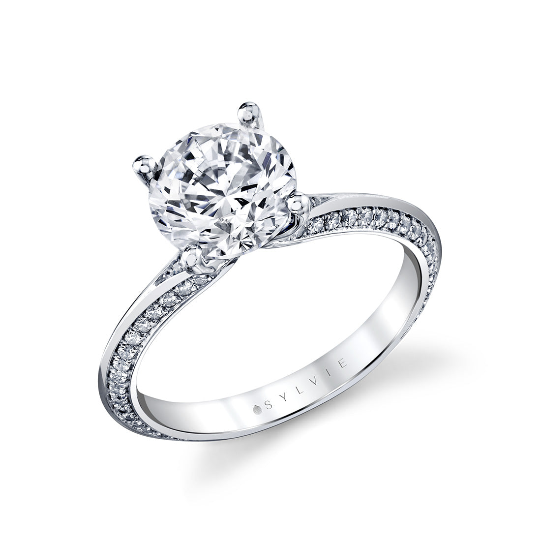 Auravie Flush Set Diamond Split Shank Engagement Ring - Cora