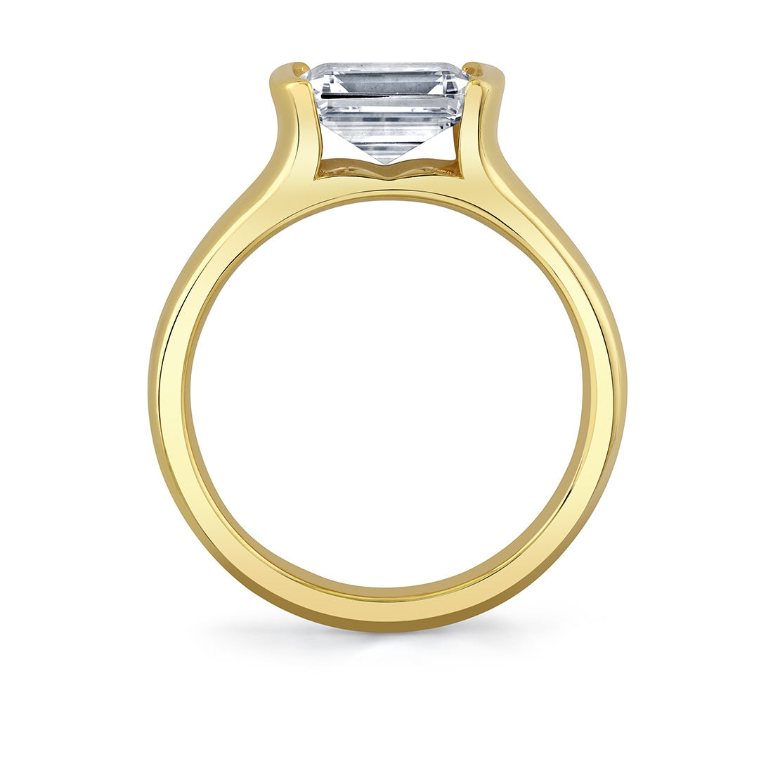 Shell Auranova East to West Half Bezel Solitaire Engagement Ring - Hollyn