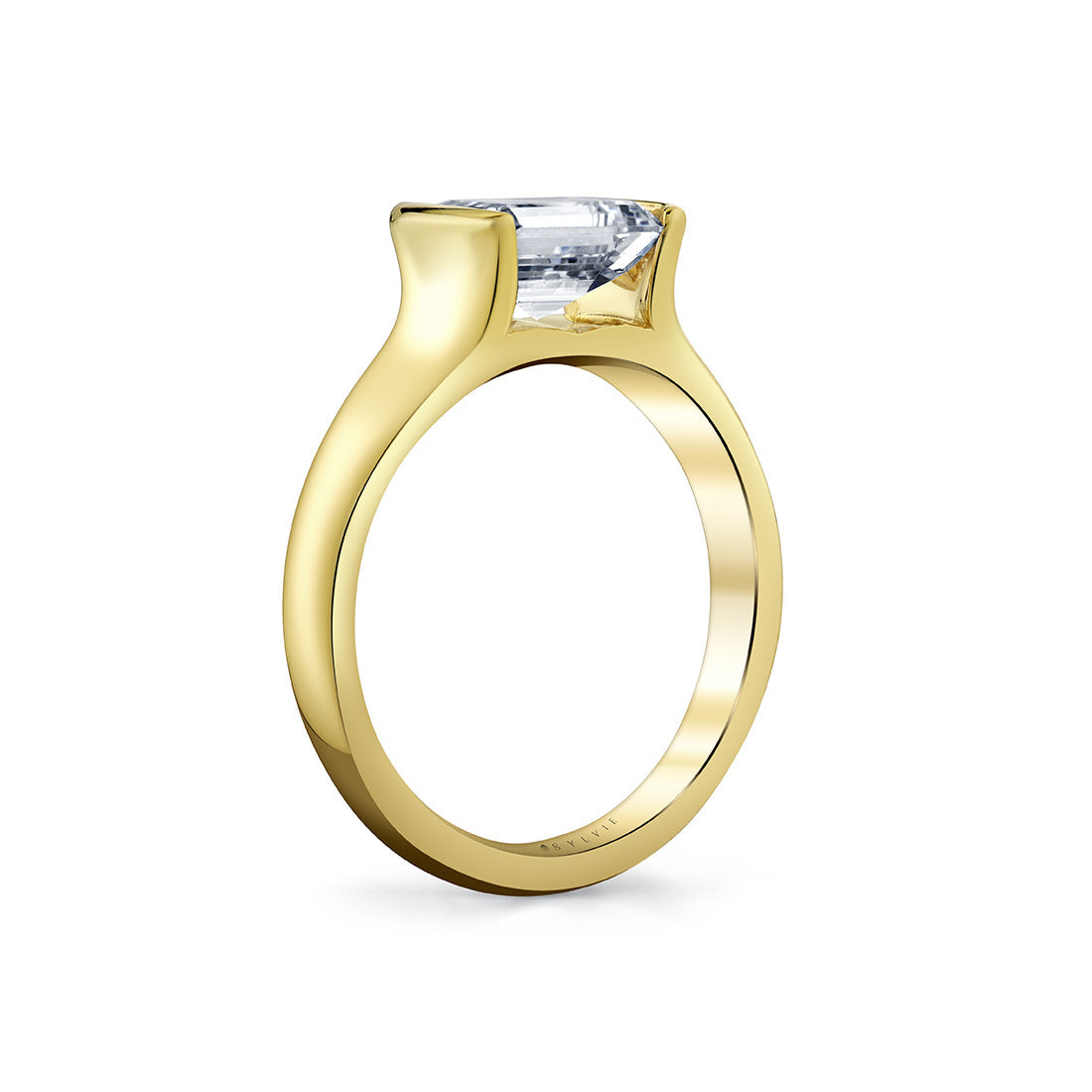 Shell Auranova East to West Half Bezel Solitaire Engagement Ring - Hollyn
