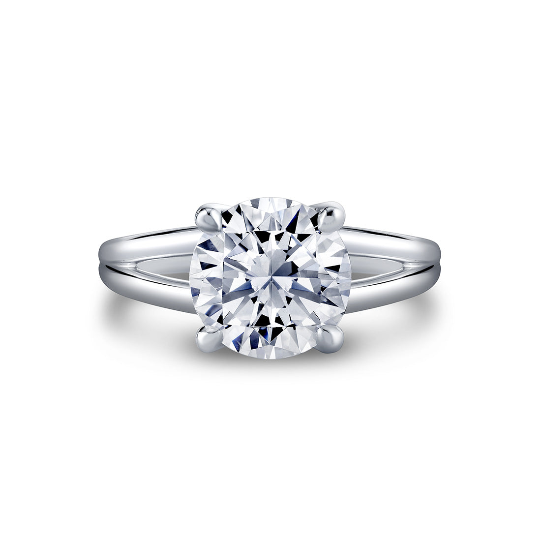 Round Cut Solitaire Split Shank Engagement Ring - Jovie
