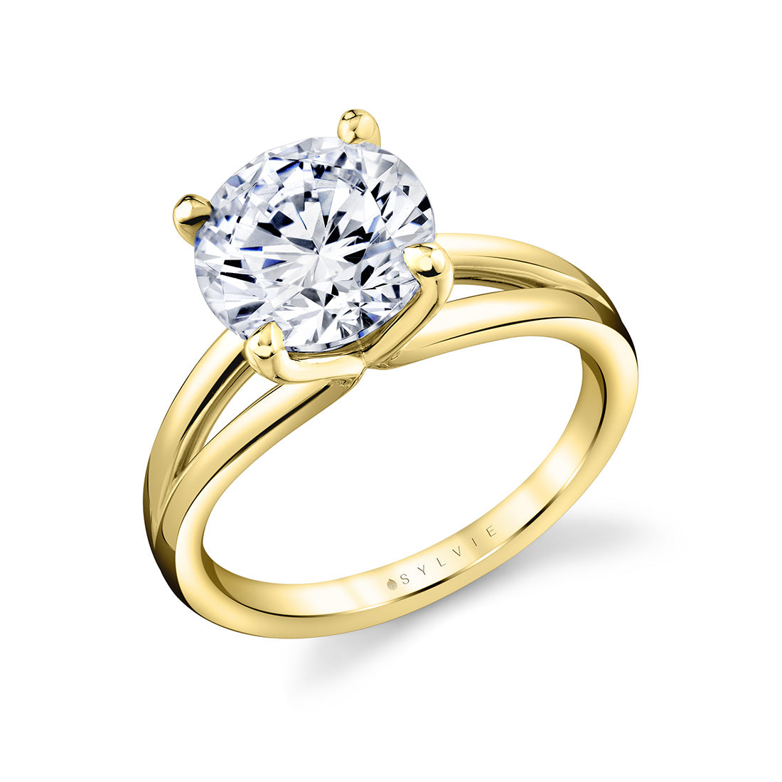 Round Cut Solitaire Split Shank Engagement Ring - Jovie
