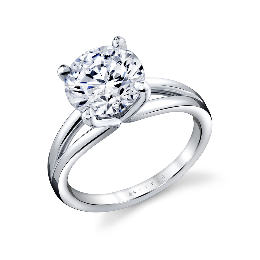 Round Cut Solitaire Split Shank Engagement Ring - Jovie