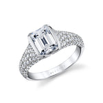 Shell Auranova Half Bezel Pave Engagement Ring with Shell Tip Silhouettes - Kiara