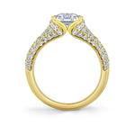 Shell Auranova Half Bezel Pave Engagement Ring with Shell Tip Silhouettes - Kiara