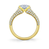 Shell Auranova Half Bezel Pave Engagement Ring with Shell Tip Silhouettes - Kiara
