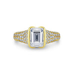 Shell Auranova Half Bezel Pave Engagement Ring with Shell Tip Silhouettes - Kiara