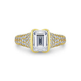 Shell Auranova Half Bezel Pave Engagement Ring with Shell Tip Silhouettes - Kiara