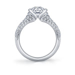 Shell Auranova Half Bezel Pave Engagement Ring with Shell Tip Silhouettes - Nyx