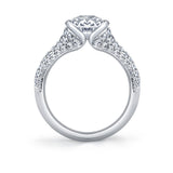 Shell Auranova Half Bezel Pave Engagement Ring with Shell Tip Silhouettes - Nyx